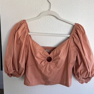 Abercrombie Peach Puff Sleeve Top